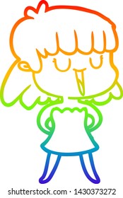 dibujo de una mujer de dibujos animados con gradiente de arco iris