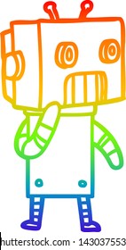 desenho de linha de gradiente do arco-íris de um robô de desenho animado