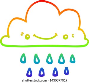 dibujo de una nube de tormenta de caricatura con gradiente de arco iris