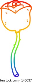 rainbow gradient line drawing of a cartoon rose