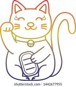 rainbow gradient line drawing of a cartoon cute cat