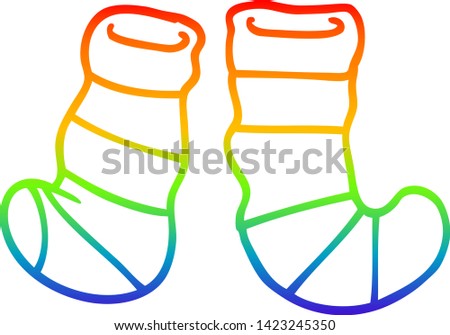 rainbow gradient line drawing of a cartoon socks