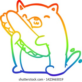 rainbow gradient line drawing of a cat loving the amazing sandwich he's just made for lunch