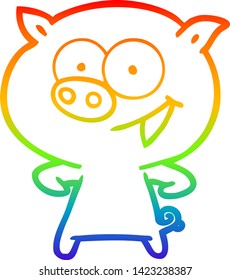 Regenbogen-Farbverlauf-Zeichnung eines fröhlichen Schweineschlachtkörpers