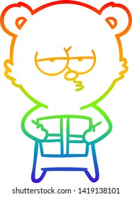 dibujo de una caricatura del oso de la navidad con gradiente de arco iris