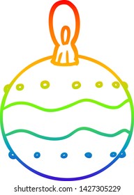 dibujo de línea de gradiente de arcoiris de una decoración bauble de navidad