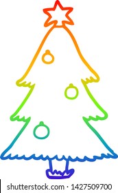 dibujo de una línea de gradiente de arcoiris de un árbol de navidad