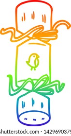 rainbow gradient line drawing of a christmas cartoon