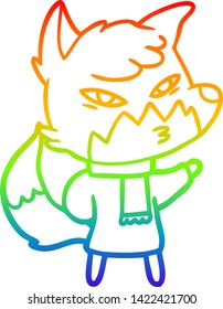 Regenbogengradientenzeichnung eines cleveren Cartoon Fuchs