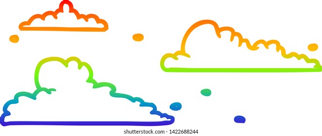 rainbow gradient line drawing of a clouds drifting by