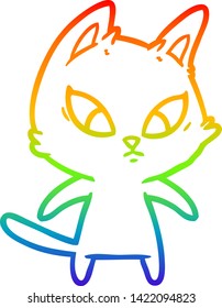 Regenbogengradientenzeichnung einer verwirrten Cartoon Katze