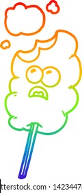 rainbow gradient line drawing of a cotton candy cartoon
