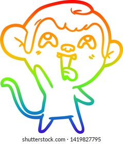 Regenbogengradientenzeichnung eines verrückten Cartoon-Affen