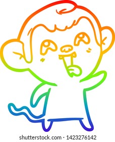 rainbow gradient line drawing of a crazy cartoon monkey