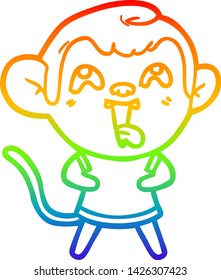 Regenbogengradientenzeichnung eines verrückten Cartoon-Affen
