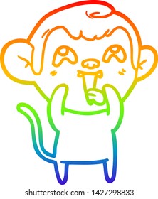 rainbow gradient line drawing of a crazy cartoon monkey