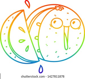 dibujo de una línea de gradiente de arco iris de una loca naranja de caricatura