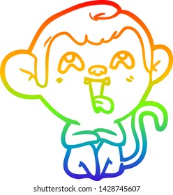 rainbow gradient line drawing of a crazy cartoon monkey