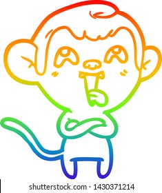 Regenbogengradientenzeichnung eines verrückten Cartoon-Affen