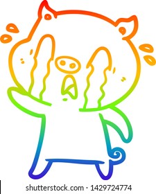 Regenbogengradientenzeichnung eines weinenden Schweineschlachtkörpers