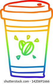 dibujo de la línea de gradiente del arco iris de una taza de café de consumo