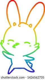 dibujo de la línea de gradiente de arcoiris de un curioso conejo ondulado