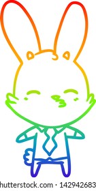 dibujo de la línea de gradiente del arcoiris de una curiosa caricatura del conejo