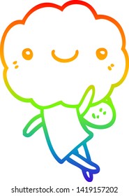 dibujo de la línea de gradiente del arco iris de una criatura de la cabeza de la nube linda