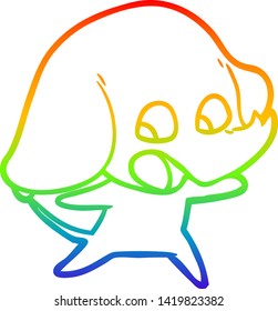 Regenbogengradientenzeichnung eines süßen Cartoon-Elefanten