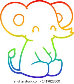 rainbow gradient line drawing of a cute cartoon elephant