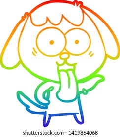 dibujo de una linea de gradiente de arco iris de un lindo perro de dibujos animados