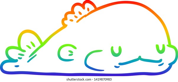 dibujo de una línea de gradiente arco iris de un bonito pez