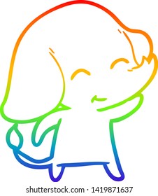 rainbow gradient line drawing of a cute cartoon elephant