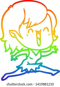 Regenbogen-Farbverlauf-Linie Zeichnung einer süßen Cartoon glückliche Vampirmädchen