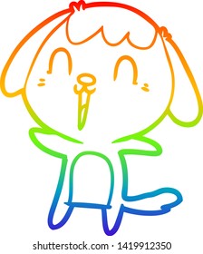 rainbow gradient line drawing of a cute cartoon dog