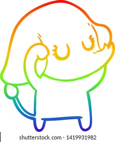 Regenbogengradientenzeichnung eines süßen Cartoon-Elefanten