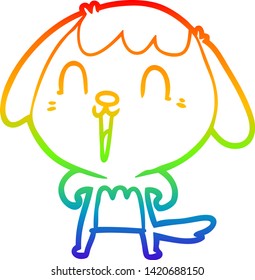 dibujo de una linea de gradiente de arco iris de un lindo perro de dibujos animados