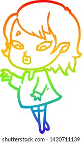 Regenbogen-Farbverlauf-Linie Zeichnung einer süßen Cartoon Vampire Mädchen