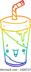 dibujo de la línea de gradiente del arco iris de una linda gaseosa de dibujos animados