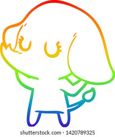 rainbow gradient line drawing of a cute cartoon elephant