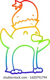 Regenbogen-Farbverlauf-Zeichnung einer süßen Cartoon-Weihnachtspinguin