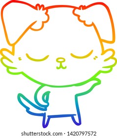 rainbow gradient line drawing of a cute cartoon dog