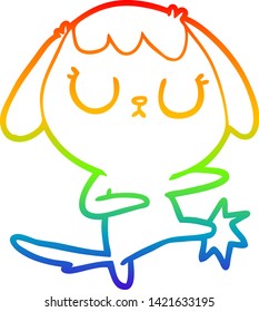 rainbow gradient line drawing of a cute cartoon dog