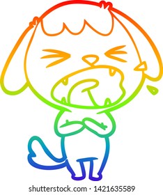 dibujo de una linea de gradiente de arco iris de un lindo perro de dibujos animados