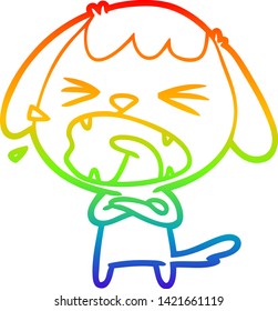 dibujo de una linea de gradiente de arco iris de un lindo perro de dibujos animados