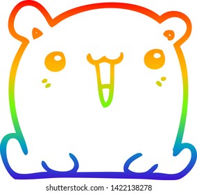 rainbow gradient line drawing of a cute cartoon bear