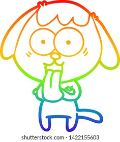 dibujo de una linea de gradiente de arco iris de un lindo perro de dibujos animados