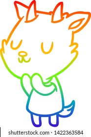 rainbow gradient line drawing of a cute goat