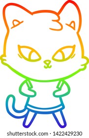 Regenbogengradientenzeichnung einer süßen Cartoon-Katze