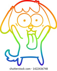 rainbow gradient line drawing of a cute cartoon dog